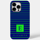  donkerblauwe neon lime groene strepen Case-Mate iPhone case (Achterkant)