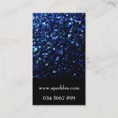 Donkerblauwe nep glanzende glitter glinstert en zw visitekaartje (Achterkant)