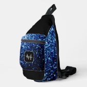 Donkerblauwe nepschittertjes zwart Monogram Sling Bag (Rechterhoek)