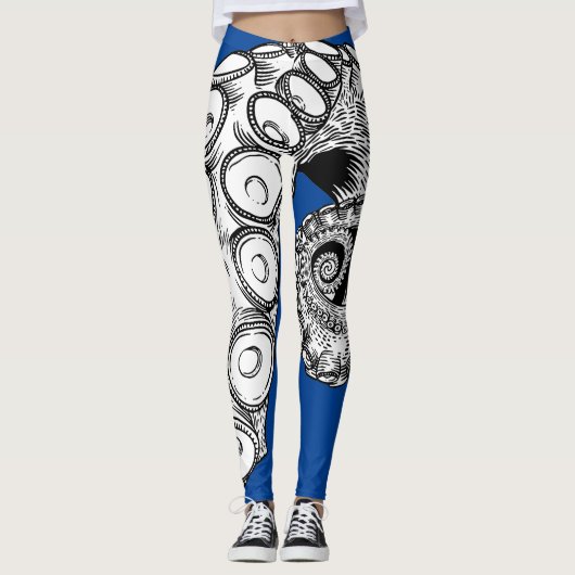 donkerblauwe octopus Tentacle Leggings (Voorkant)