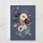 Donkerblauwe ovale bloemrijke rand bruidsmeisjesfe kaart (Achterkant)