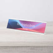 Donkerblauwe paarse abstracte school bureau naambordje (Voorkant)