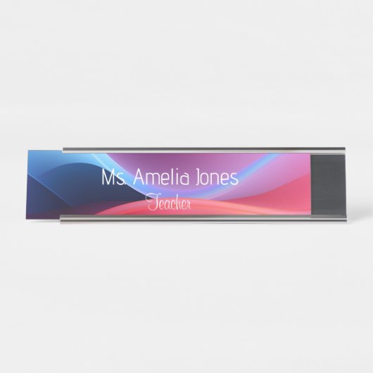 Donkerblauwe paarse abstracte school bureau naambordje (Voorkant)