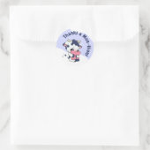 Donkerblauwe Paarse Koe Witte Wolk Dank u Ronde Sticker (Tas)