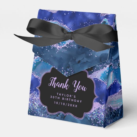 Donkerblauwe Paarse Ocean Agaat Verjaardag Dank je Bedankdoosjes (Voorkant Zijde)