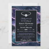 Donkerblauwe Paarse Roze Glitter Agate Bruiloft Kaart (Voorkant)