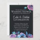 Donkerblauwe Paarse Twilight Floral Wedding Shower Kaart (Voorkant)
