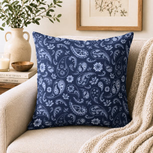 Donkerblauwe Paisley Kussen
