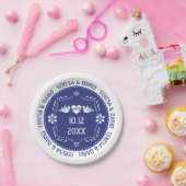 Donkerblauwe papel picado liefde vogels Mexicaanse Papieren Bordje (Feest)