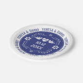 Donkerblauwe papel picado liefde vogels Mexicaanse Papieren Bordje (Gekanteld)