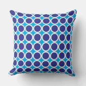 Donkerblauwe Polka Dots met witte randen op blauw Kussen (Voorkant)
