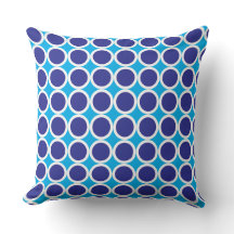 Donkerblauwe Polka Dots met witte randen op blauw