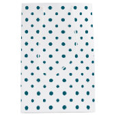 Donkerblauwe Polka Dots op Witte Custom Gift Bag Medium Cadeauzakje (Voorkant)