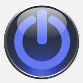 Donkerblauwe Power Button Sticker
