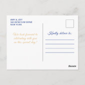 Donkerblauwe prinses Floral Quinceañera Briefkaart (Achterkant)