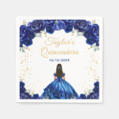 Donkerblauwe prinses Floral Quinceañera Servet (Voorkant)