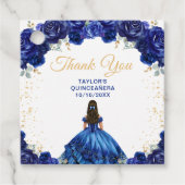 Donkerblauwe prinses Quinceañera Dank u Bedankjes Labels (Voorkant)