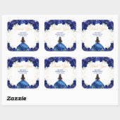 Donkerblauwe prinses Quinceañera Dank u Vierkante Sticker (Vel)