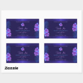 Donkerblauwe productlabels Exotische paarse bloeme Rechthoekige Sticker (Vel)
