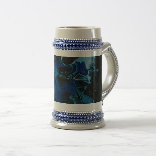 Donkerblauwe psychedelische vloeistof bierpul (Voorkant rechts)