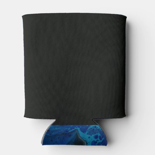 Donkerblauwe psychedelische vloeistof blikjeskoeler (Achterkant)