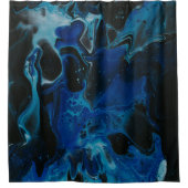 Donkerblauwe psychedelische vloeistof douchegordijn (Voorkant)