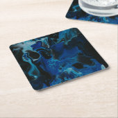 Donkerblauwe psychedelische vloeistof kartonnen onderzetters (Schuin)