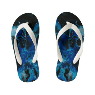 Donkerblauwe psychedelische vloeistof kinder teenslippers