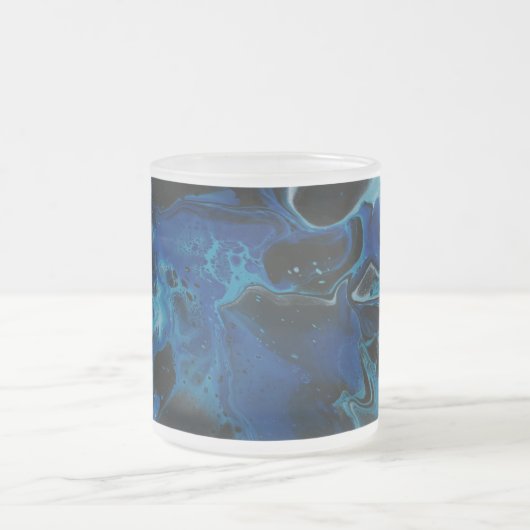 Donkerblauwe psychedelische vloeistof matglas koffiemok (Center)