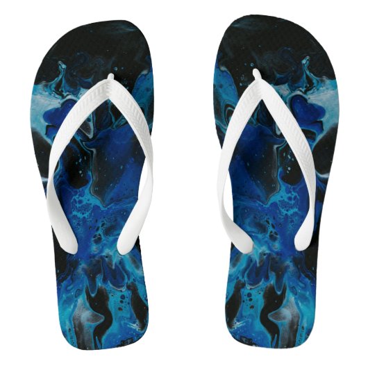Donkerblauwe psychedelische vloeistof teenslippers (Voetbed)