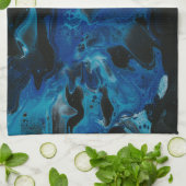 Donkerblauwe psychedelische vloeistof theedoek (Gevouwen)