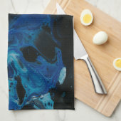 Donkerblauwe psychedelische vloeistof theedoek (Quarter Fold)