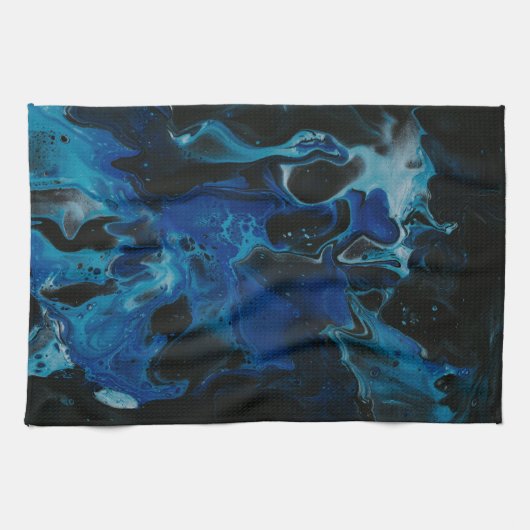 Donkerblauwe psychedelische vloeistof theedoek (Horizontaal)