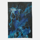 Donkerblauwe psychedelische vloeistof theedoek (Verticaal)