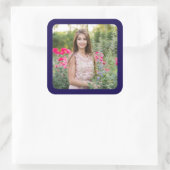 Donkerblauwe rand foto vierkante sticker (Tas)