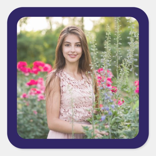 Donkerblauwe randfoto vierkante sticker (Voorkant)