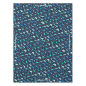 Donkerblauwe regendruppels met aangepaste naam tafelkleed (Voorkant)