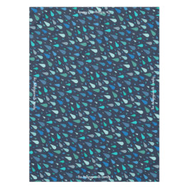 Donkerblauwe regendruppels met aangepaste naam tafelkleed