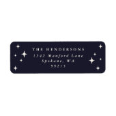 Donkerblauwe Retro Sterren Retouradres Etiket (Voorkant)