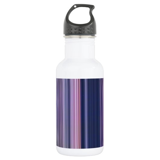Donkerblauwe roze strepen waterfles  (Voorkant)
