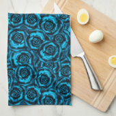 Donkerblauwe rozen theedoek (Quarter Fold)