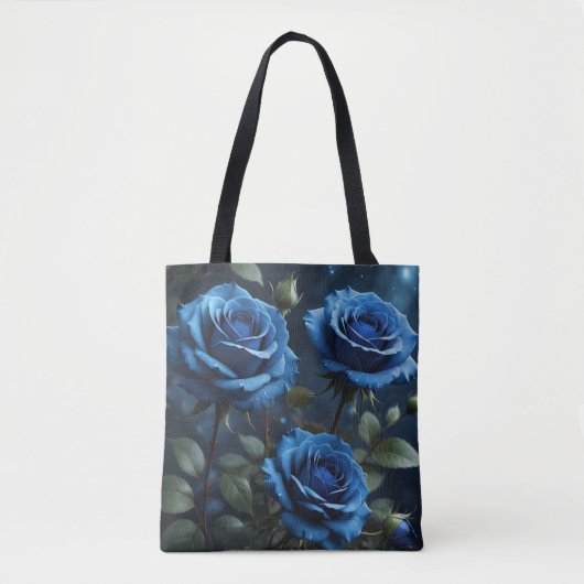 Donkerblauwe Rozen Tote Bag (Voorkant)