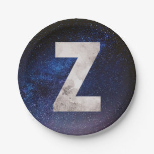 Donkerblauwe ruimte Galaxy Letter Z Papieren Bordje