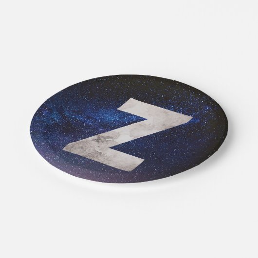 Donkerblauwe ruimte Galaxy Letter Z Papieren Bordje (Gekanteld)