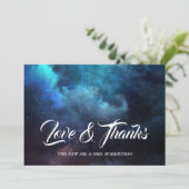 Donkerblauwe ruimte kosmische nevel bedankkaart (Staand voorkant)