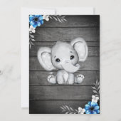 Donkerblauwe rustieke olifant jongen uitnodiging d (Achterkant)