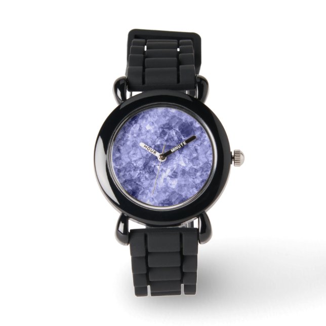 Donkerblauwe ruw textiel horloge (Voorkant)
