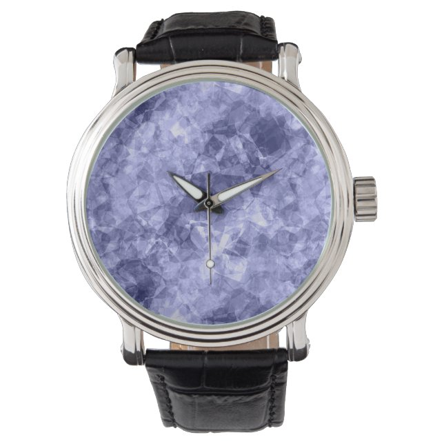 Donkerblauwe ruw textiel horloge (Voorkant)