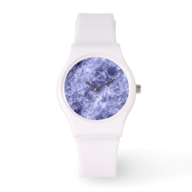 Donkerblauwe ruw textiel horloge (Voorkant)