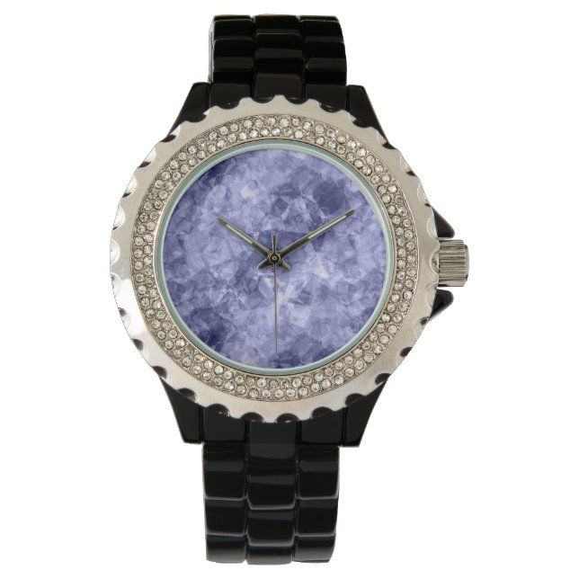 Donkerblauwe ruw textiel horloge (Voorkant)